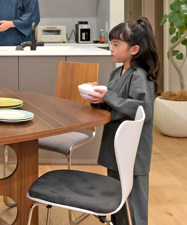 たてスラブ子供作務衣