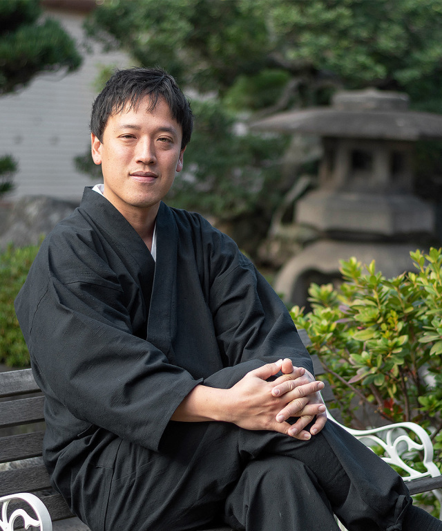 単衣　黒字に茶系のシックな紬 5090-02859_1.jpg