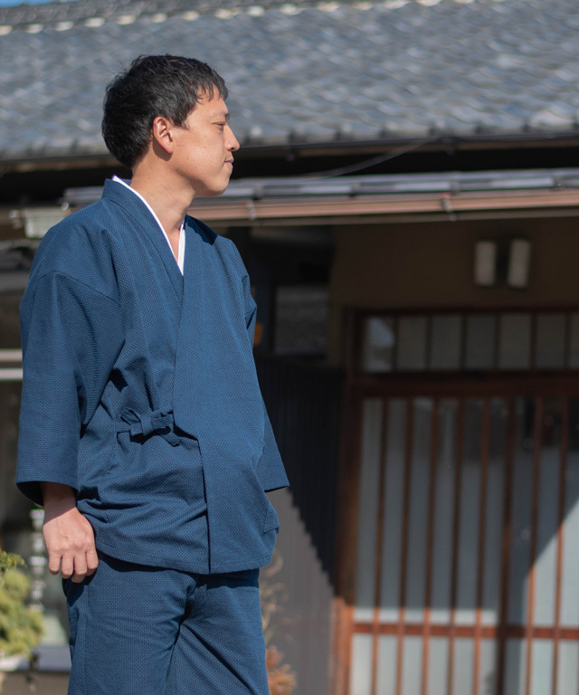 大柄ドビー刺子作務衣