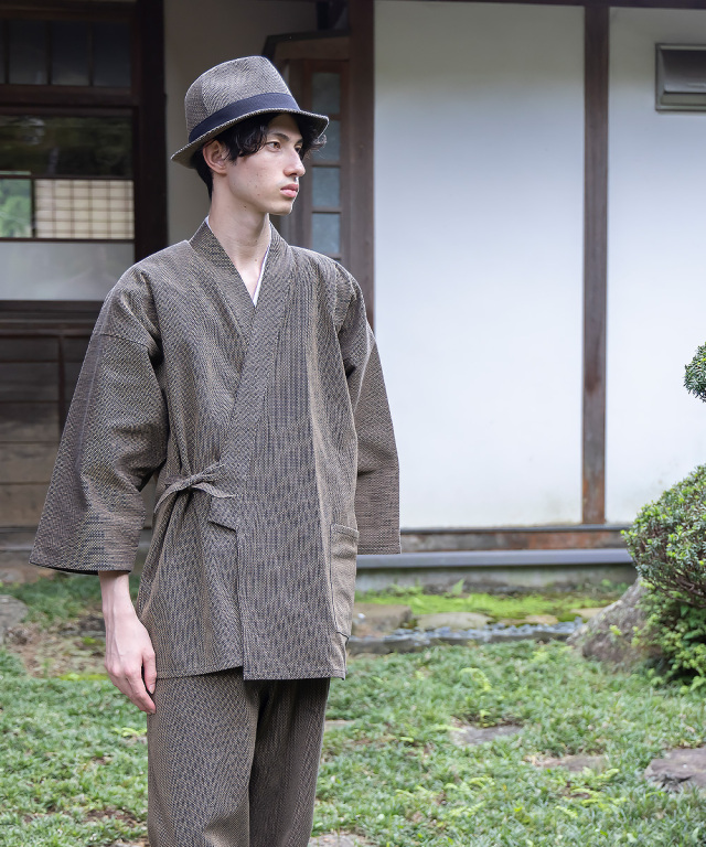 1055 小柄ドビー作務衣 No.18 茶