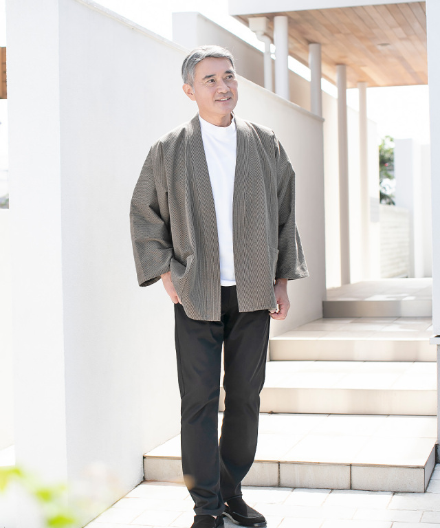 刺子織ジャケット No.4 茶 ｜ 作務衣・甚平通販 和粋庵