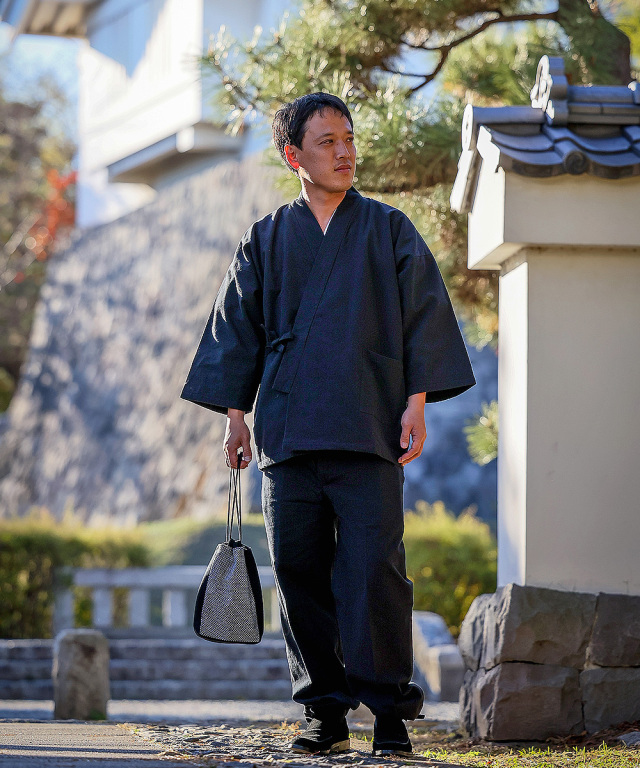 スエード総裏作務衣