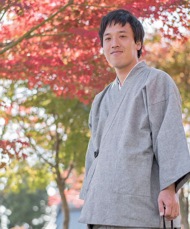 スエード総裏作務衣