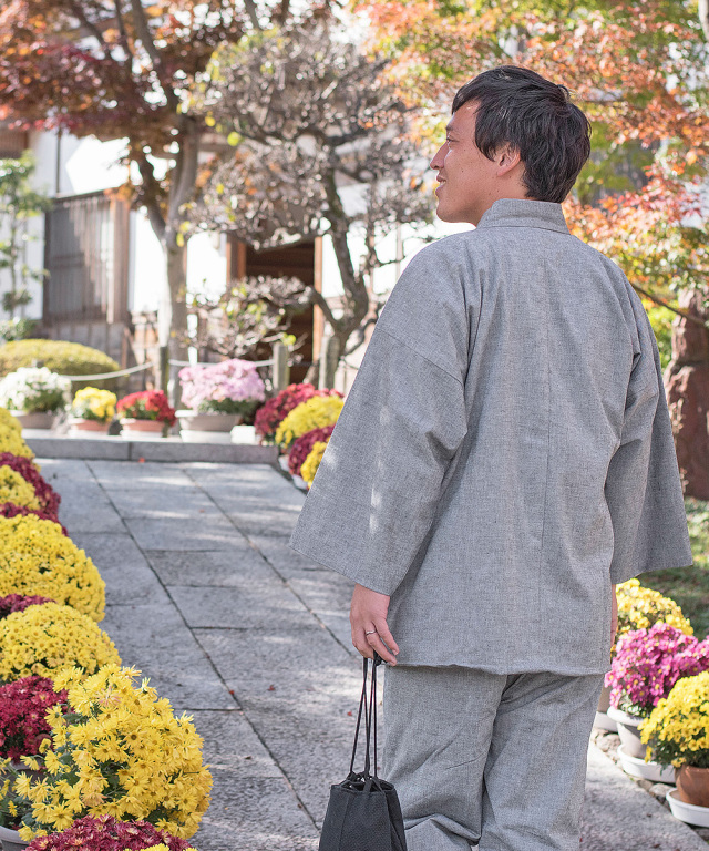 スエード総裏作務衣