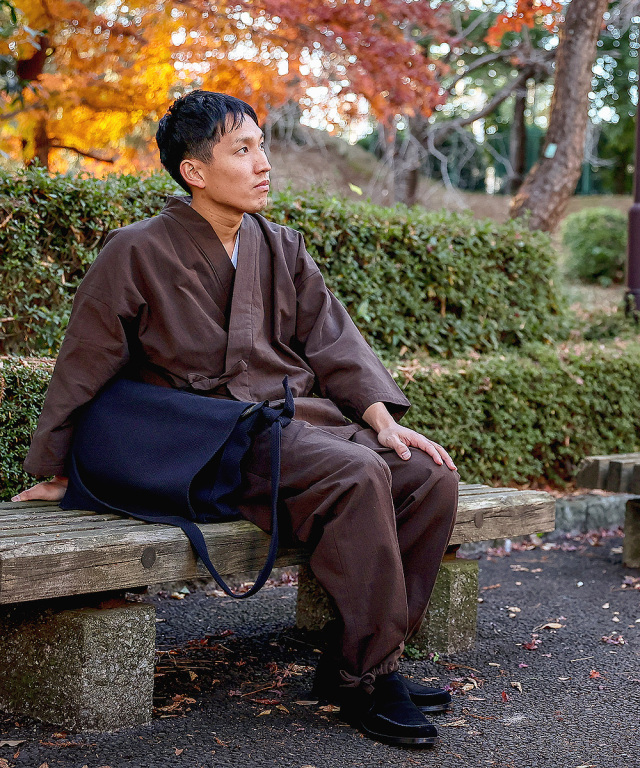 スエード総裏作務衣 No.5 茶 【和粋庵】冬作務衣スウェード裏地付き