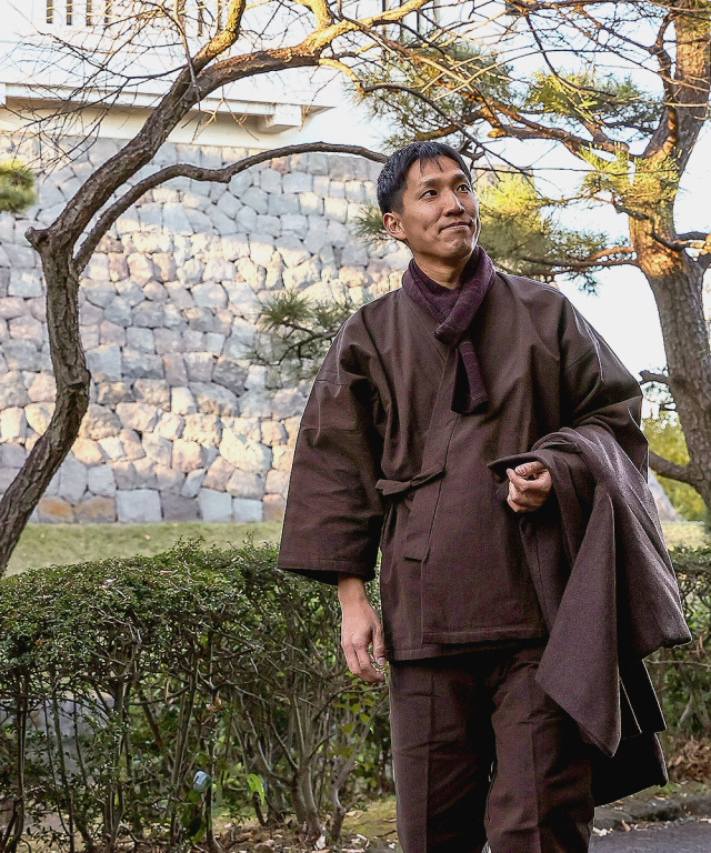 スエード総裏作務衣 No.5 茶 【和粋庵】冬作務衣スウェード裏地付き