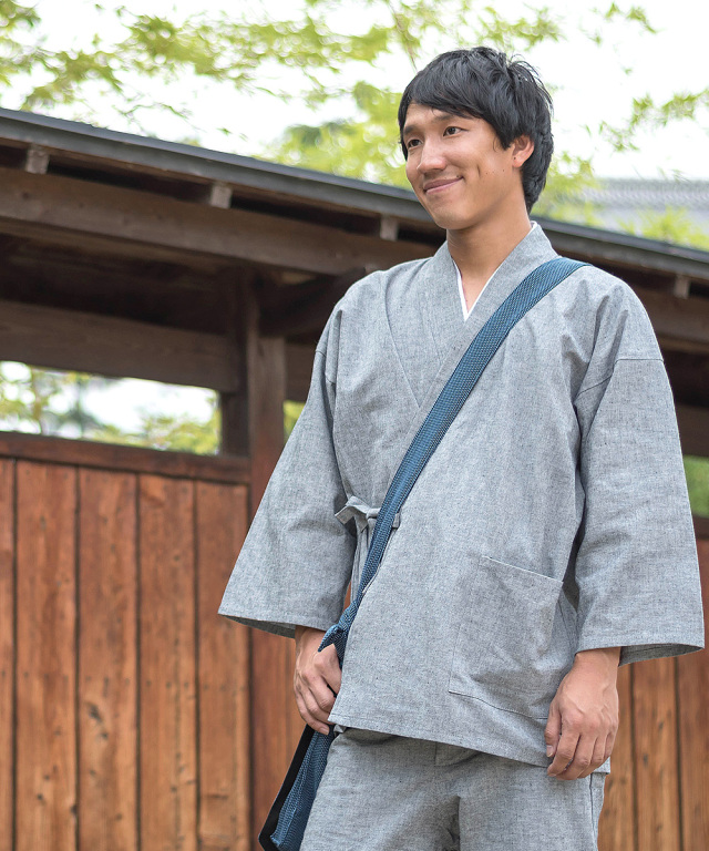 作務衣　手紡ぎ手織り生地　綿100% 先染め　オールハンドメイド作務衣 作務衣 手紡ぎ手織り生地 綿100% 先染め オールハンドメイド作務衣