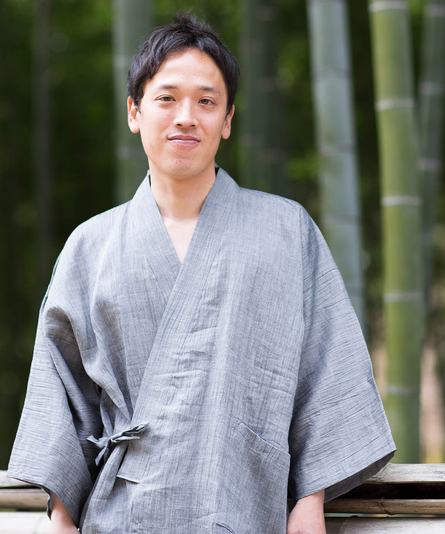 近江麻ちぢみ、日本伝統織物、紳士、メンズ、甚平、作務衣】 ゆるく