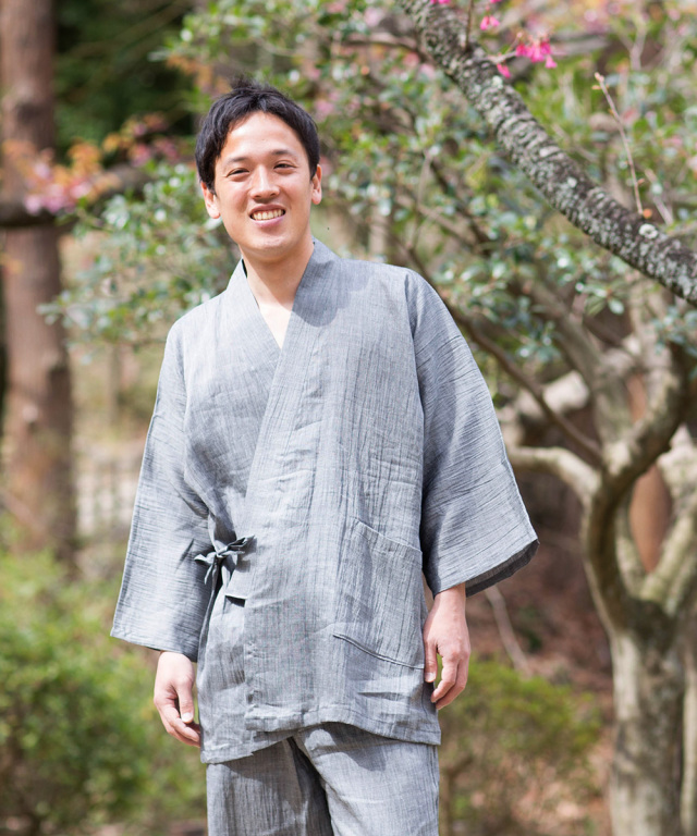 近江ちぢみ本麻作務衣