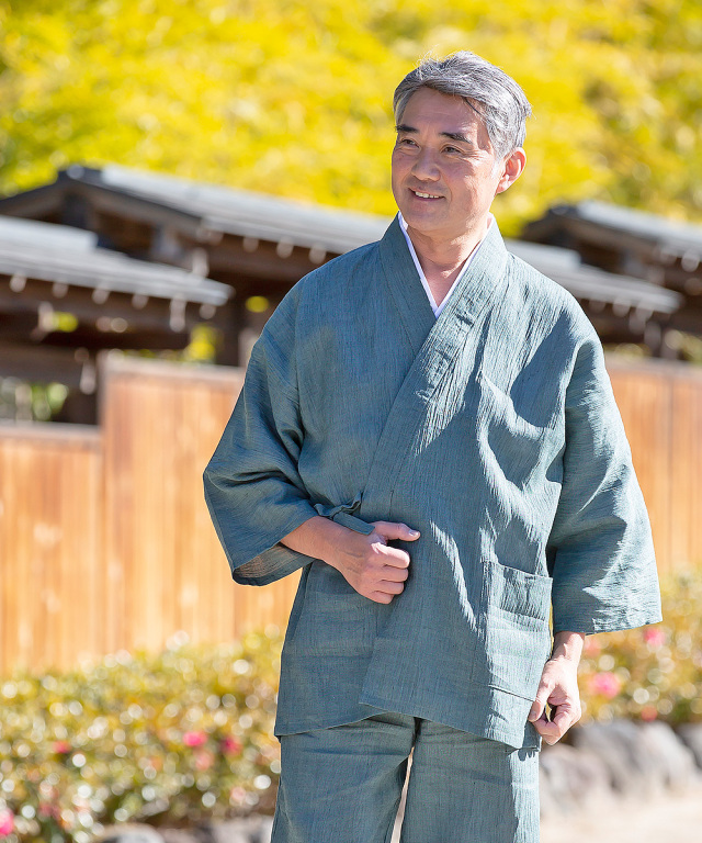 近江ちぢみ本麻作務衣