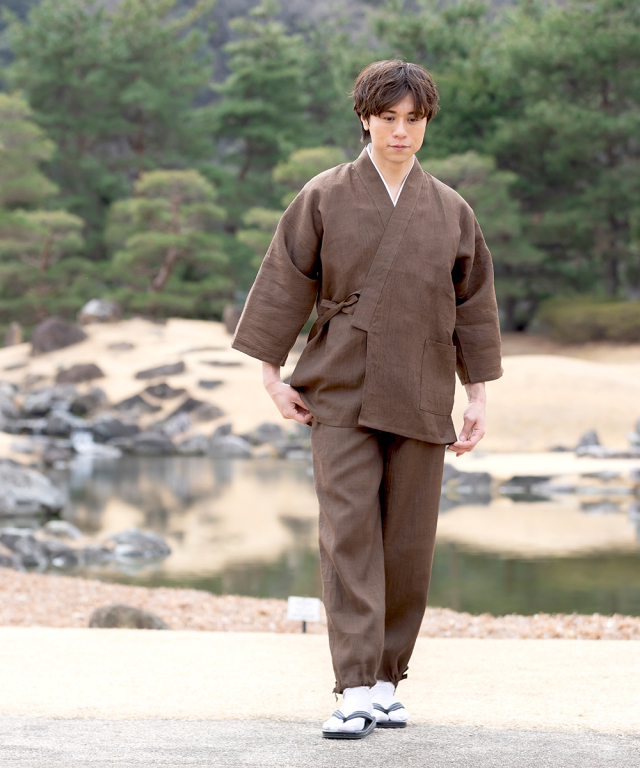 近江ちぢみ本麻作務衣