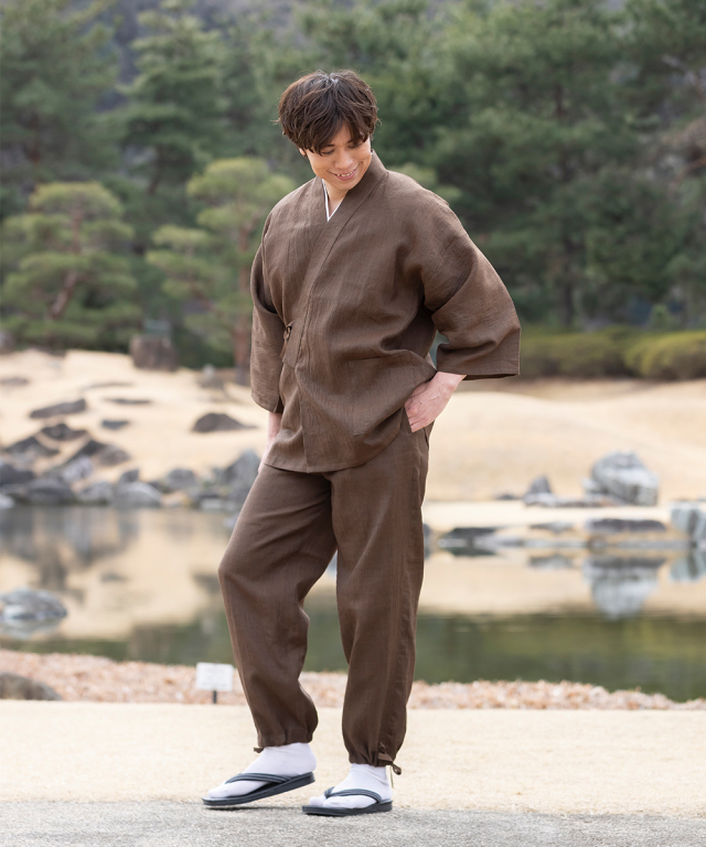 近江ちぢみ本麻作務衣