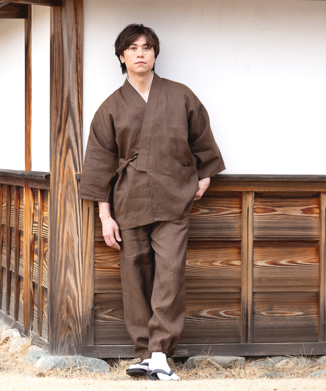 近江ちぢみ本麻作務衣