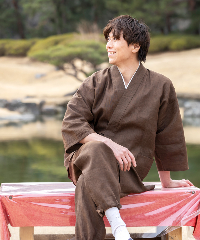 近江ちぢみ本麻作務衣