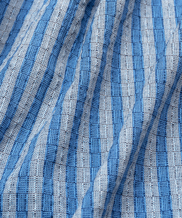 綿しじらデザイン作務衣 【涼】 2番 紺×ブルー（M,L,LL) | 作務衣