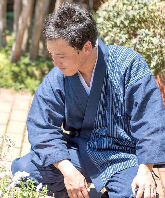 綿しじらデザイン作務衣