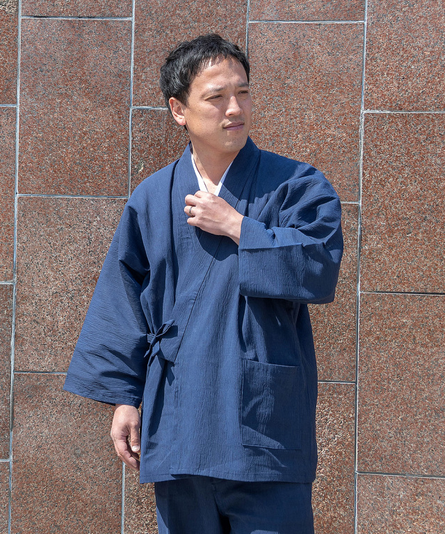 アイスコットン近江ちぢみ作務衣 濃紺 ＜夏向き作務衣＞ | 作務衣