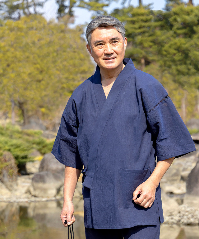 アイスコットン近江ちぢみ甚平 No.1 濃紺 | 作務衣・甚平通販 和粋庵
