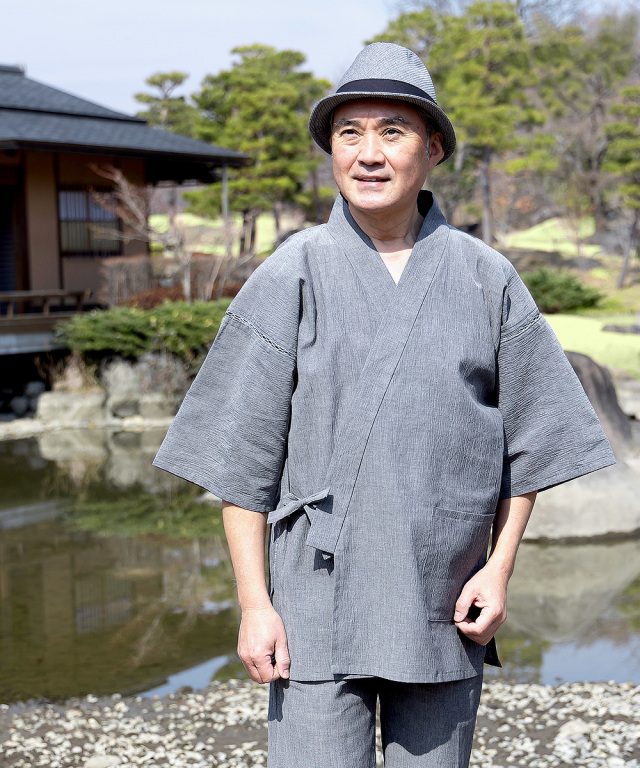 アイスコットン近江ちぢみ甚平 No.2 グレー | 作務衣・甚平通販 和粋庵