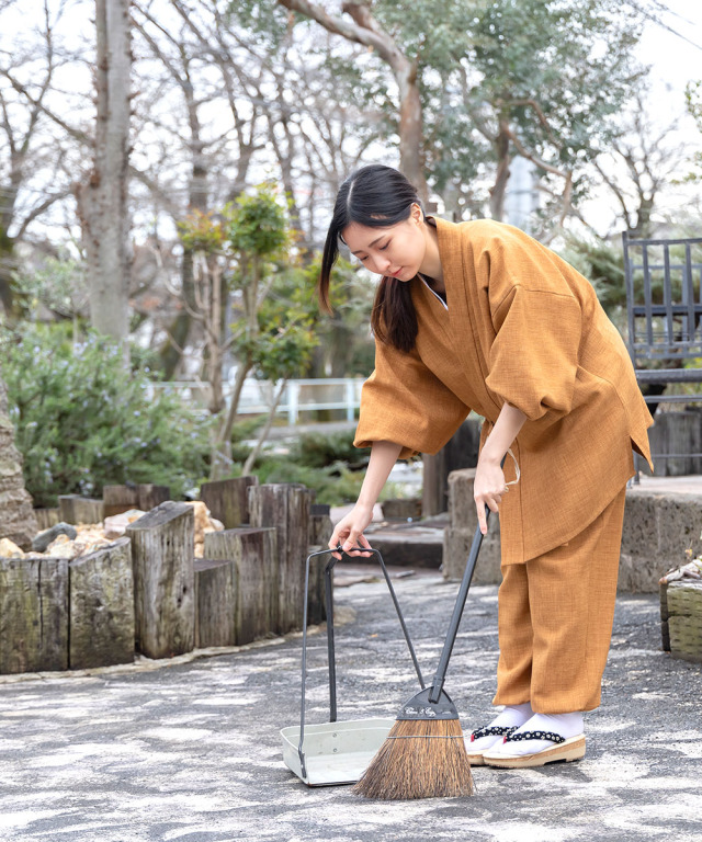 女性用麻ライク作務衣［聖］ No.2 オレンジ ｜ 作務衣・甚平通販 和粋庵