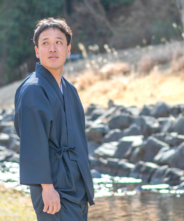 クールマックス・サッカー作務衣 No.1 濃紺 (M-LL) | 作務衣・甚平通販