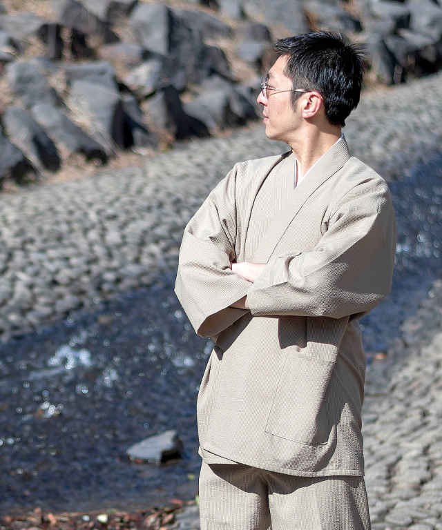 衣類 クールマックス・サッカー作務衣 No.3 ベージュ (M-LL) | 作務衣・甚平