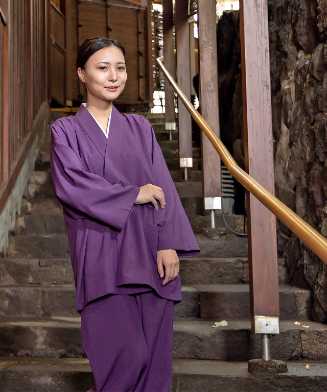 1130 シャンブレーUVカット作務衣 No.3 古代紫 | 作務衣・甚平通販 和粋庵