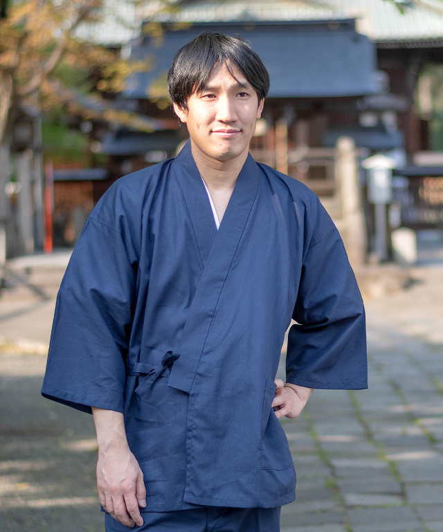 テト麻筒袖作務衣