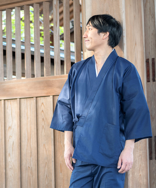 テト麻筒袖作務衣