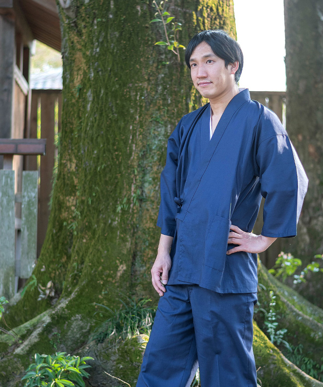 テト麻筒袖作務衣