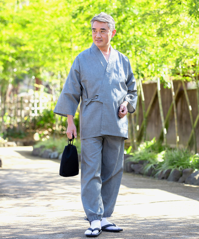 テト麻筒袖作務衣