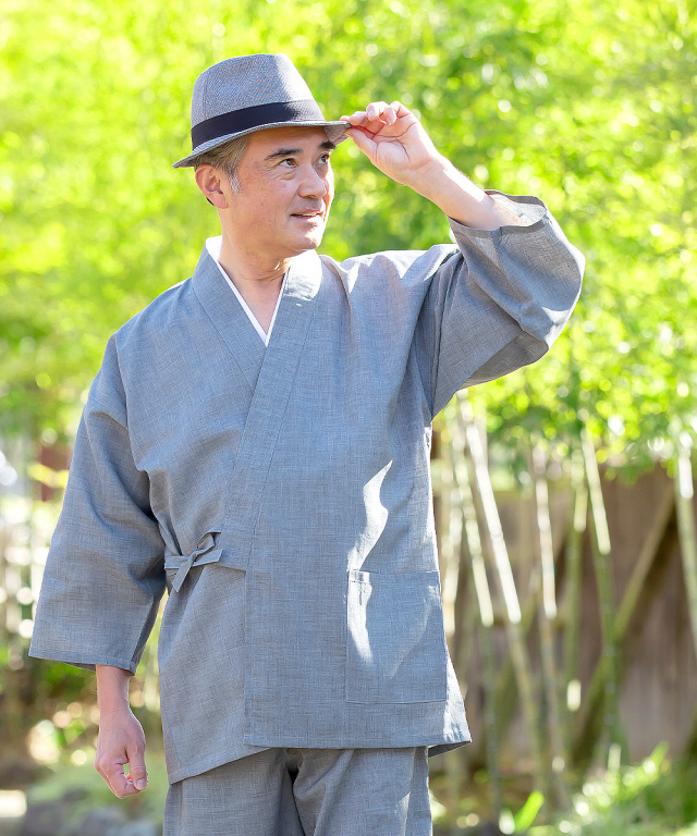 テト麻筒袖作務衣