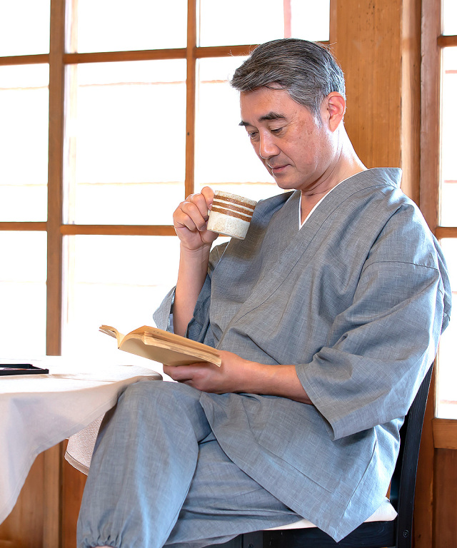 テト麻筒袖作務衣