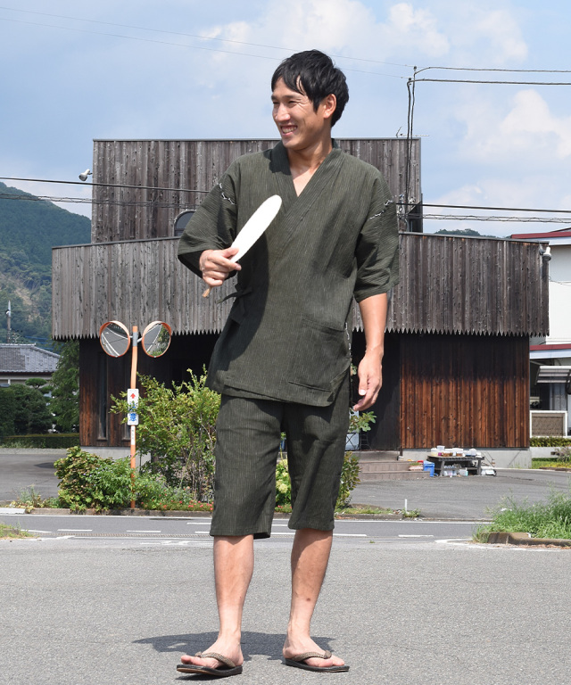 近江ちぢみ絣織甚平