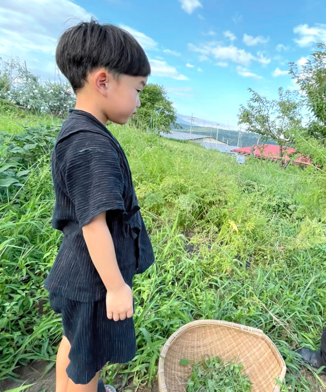 子供用近江ちぢみ絣織甚平