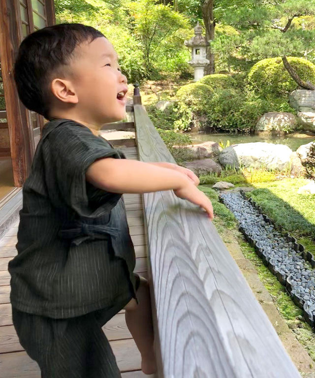 近江ちぢみ絣織子供甚平