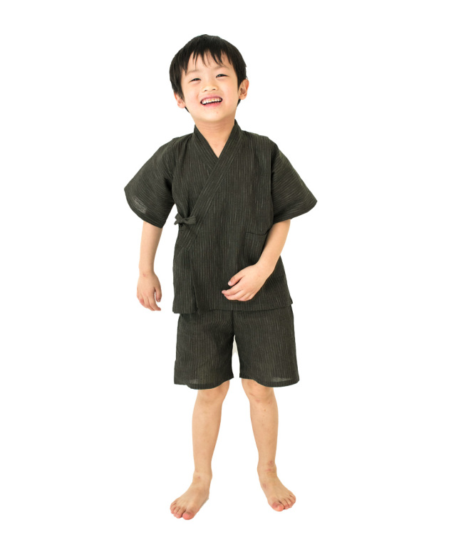 近江ちぢみ絣織子供甚平