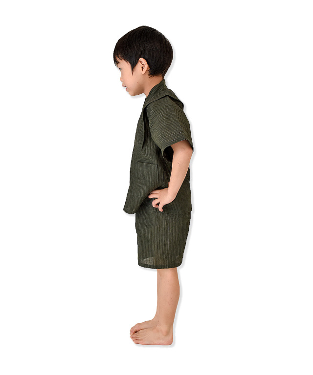 近江ちぢみ絣織子供甚平