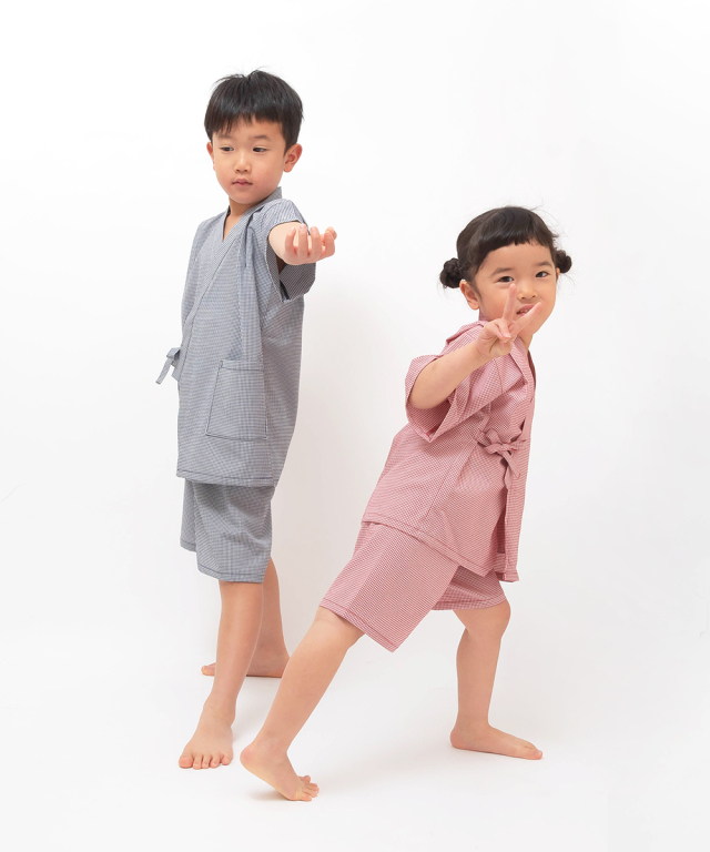 1531 クールマックスサッカー子供甚平 No.1 濃紺 | 作務衣・甚平通販