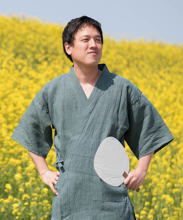 近江ちぢみ本麻甚平 No.5 グリーン | 作務衣・甚平通販 和粋庵