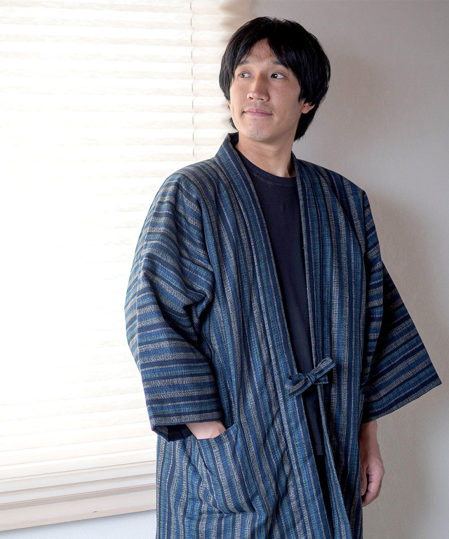 織縞模様綿入袢天 No.2 太縞｜ 作務衣・甚平通販 和粋庵