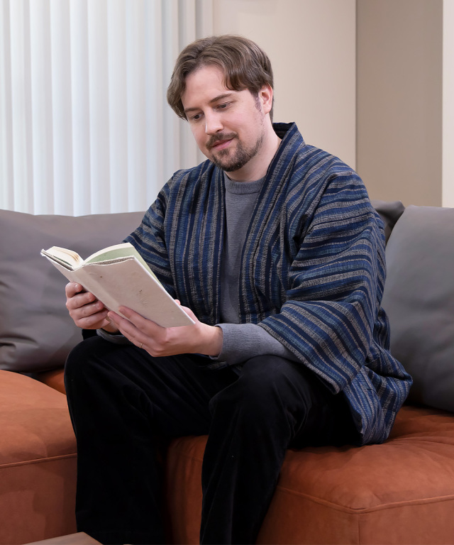 織縞模様綿入袢天