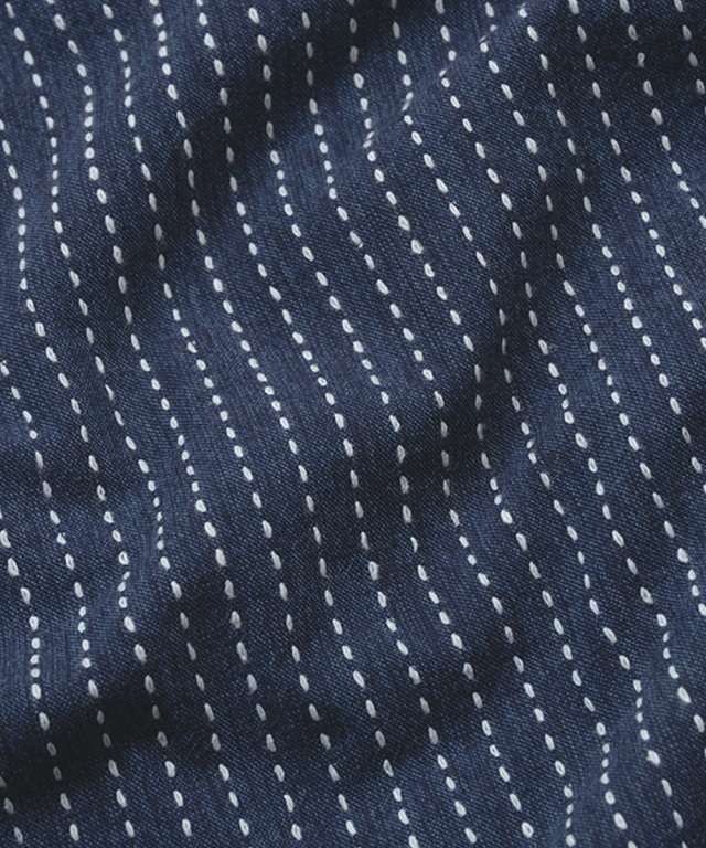 刺子織作務衣式綿入袢天 No.1 濃紺-スペック斑（むら）染め 【和粋庵】