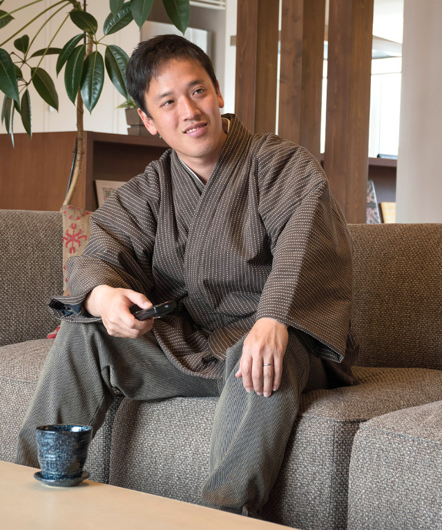 2035 刺子織作務衣式綿入袢天