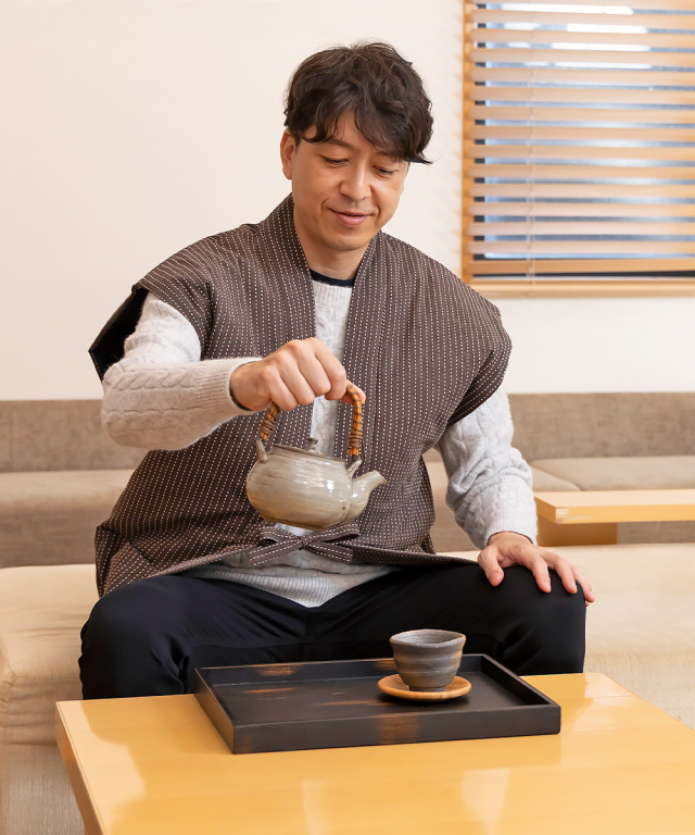 刺子織綿入れ袖なし袢天