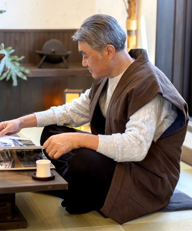 たてスラブ袖無し綿入袢天