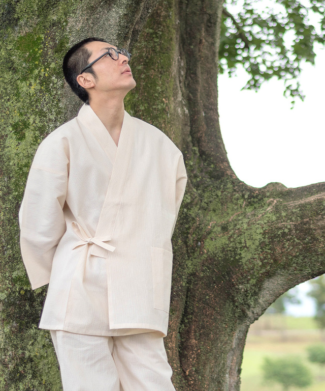 綿麻しじら作務衣