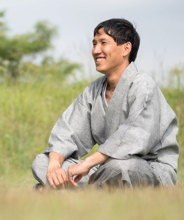 綿麻しじら作務衣