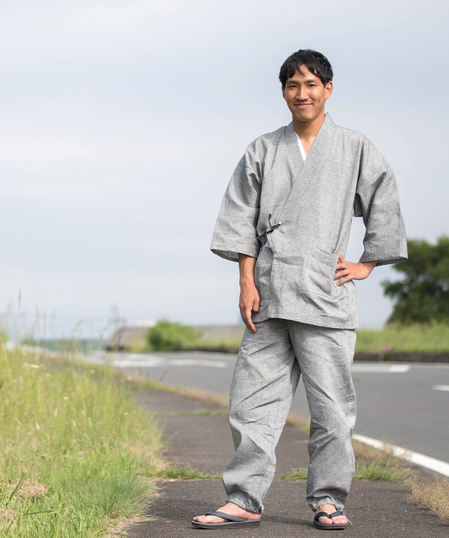 綿麻しじら作務衣