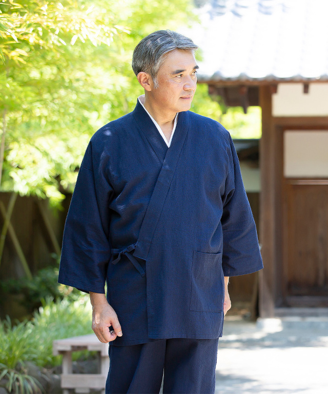 綿麻しじら作務衣